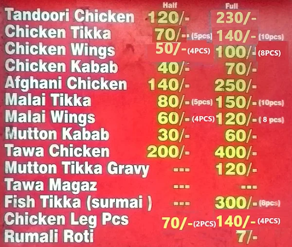 Arshpreet Chicken Corner menu 