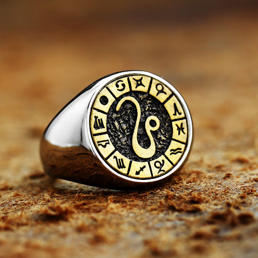 Title 5, Retro Stainless Steel Character Mens Ring. Dur...
