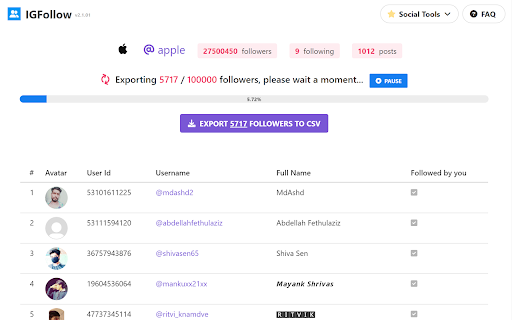 IGFollow - Follower Export Tool