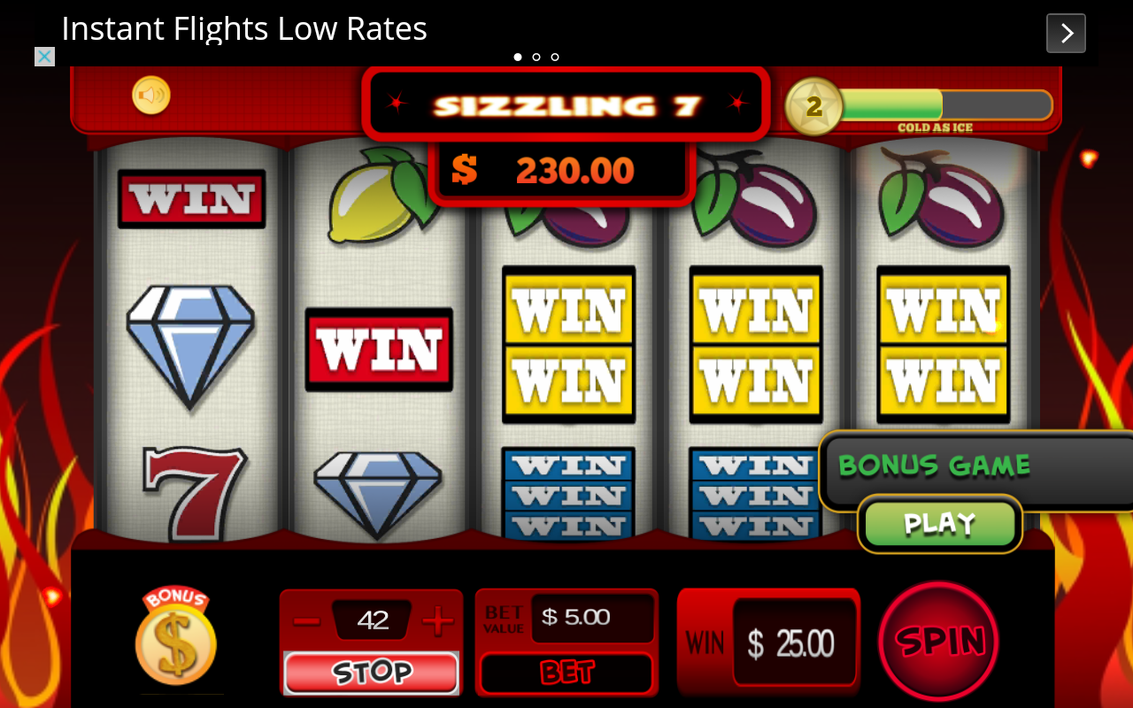 Sizzling 7 &amp; Diamonds Slots Screen 3