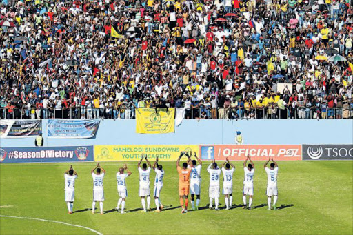 WELL DONE: Chippa United players salute their fans after winning the Telkom Knockout match against Sundowns 1-0 at Sisa Dukashe stadium in Mdantsane on Sunday Picture: MICHAEL PINYANA