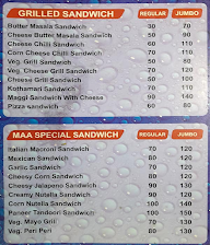 Maa Pav Bhaji And Fast Food menu 2