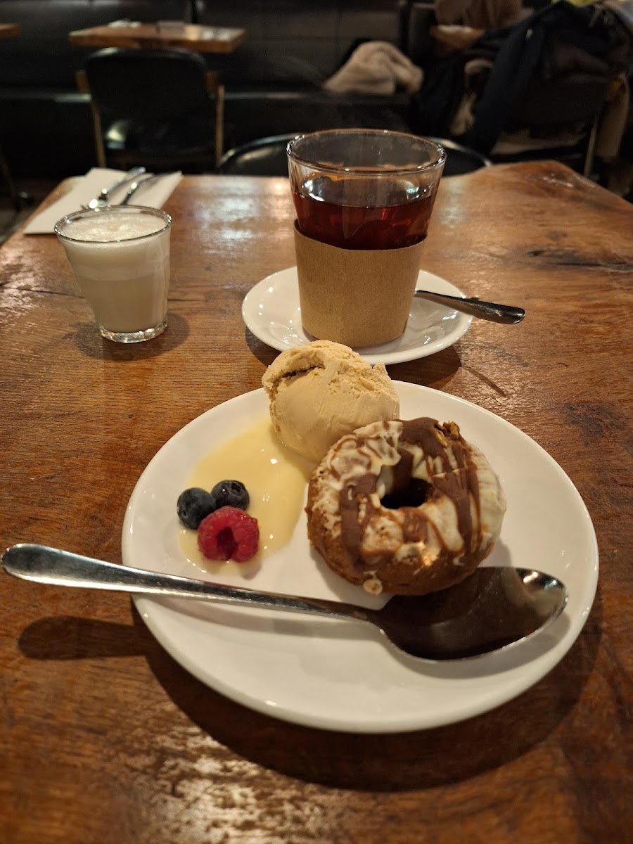 Toffee apple baked donut with salted caramel ice cream