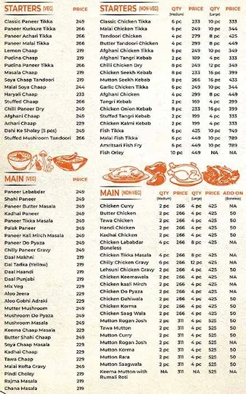 Kadak Singh Da Dhaba menu 