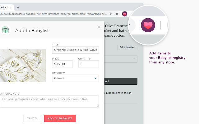 Add to Babylist Button chrome extension