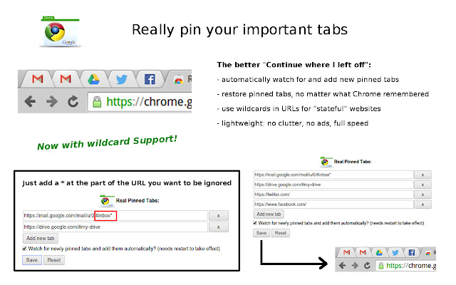 Real Pinned Tabs chrome extension