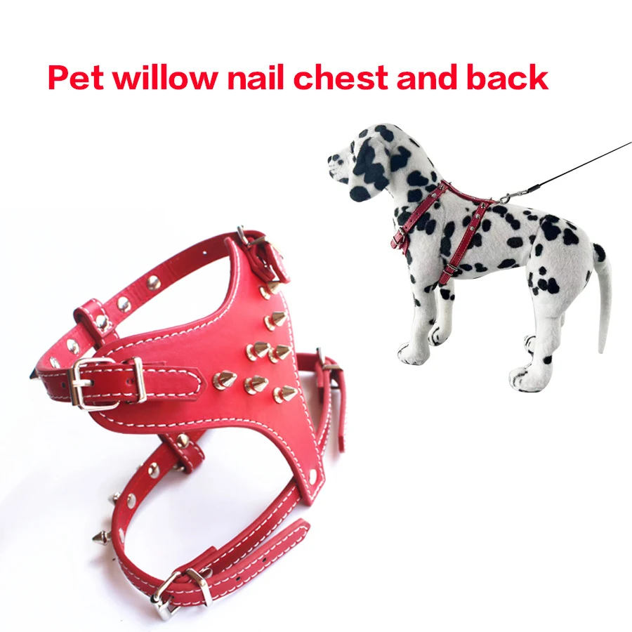 Spiked and Studded Leather Puppy Dog Harness Vest for Small Breeds, Black, providing safety and edgy style for your pup.