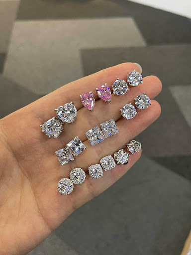 Title 10, S925 Sterling Silver Zircon Single Rhinestone E...