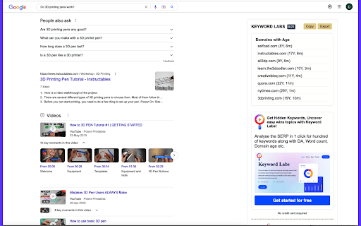 Domain Age Checker Google SERP - Semantic Pen
