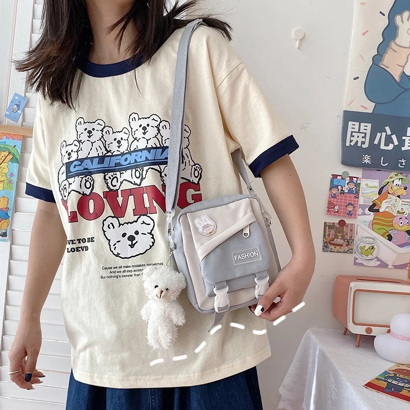 Nouveau Sac Bandoulière Japonais Mignon en Nylon, Une Épaule. Idéal au Quotidien, Léger et Élégant. Parfait pour les Femmes avec un Design Kawaii.