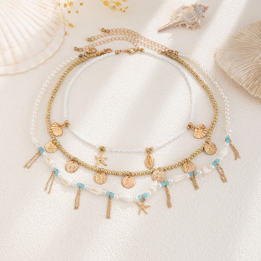 Title 14, Starfish Pearl Necklace for Women, Niche Alloy,...