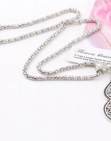 betan Silver Owl Pendant Necklace N - 2