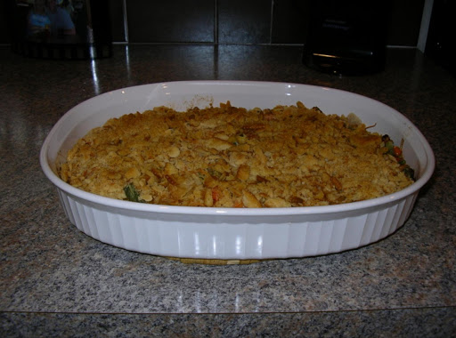 Just baked, delicious chicken veggie casserole. Give it a try!!