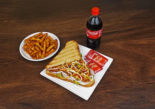 Paneer Grilled Sandwich With Fries And Coke [250 Ml]