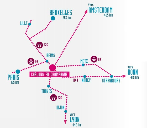 Как проехать на машине в Шалон-ан-Шампань / Châlons-en-Champagne, Схема проезда на машине в Шалон-ан-Шампань, путеводитель по Шампани, путеводитель по Франции, скачать бесплатно, во Францию на машине