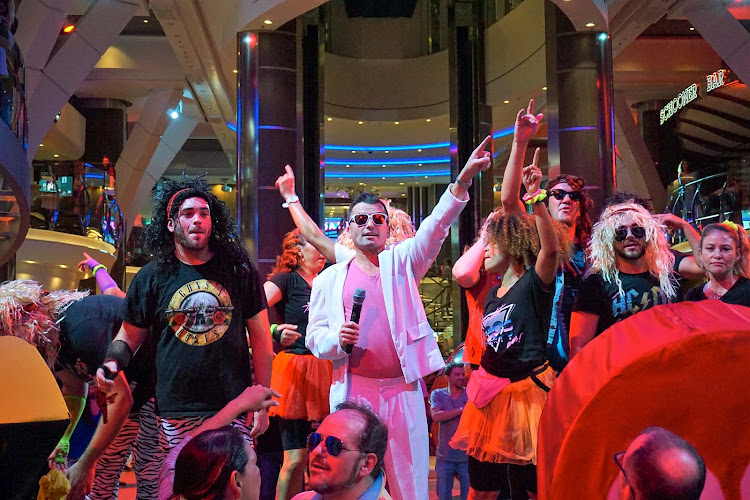 One can’t miss highlight on Symphony of the Seas is the Greatest ’80s Party Ever in the Royal Promenade, where the cruise director dresses in white and the staff in ’80s attire.