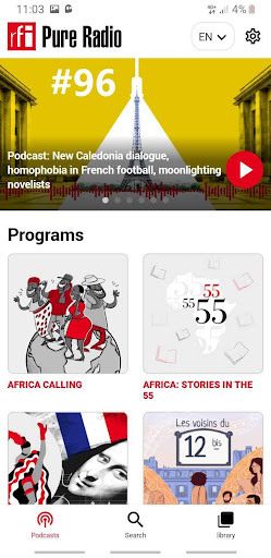 Screenshot RFI Pure Radio - Podcasts