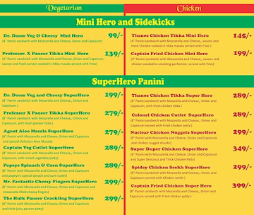 Hero Sandwich menu 