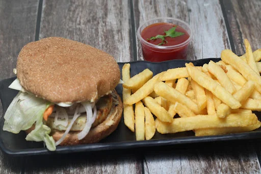 Veg Cheese Burger + Fries Burger