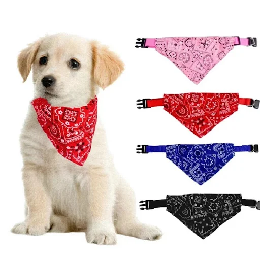 Cat Collar Lovely Adjustable S/M/L Size Dog Cat Necktie Pet Triangular Saliva Tie Scarf Dog Bandana Collar With PU Leath