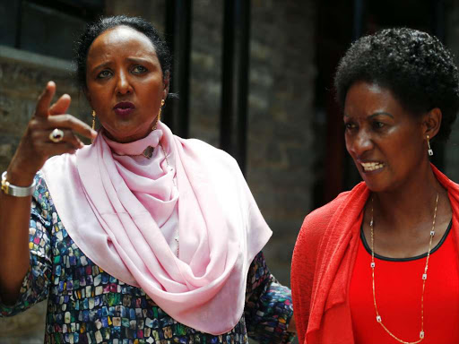 Education CS Amina Mohamed and TSC CEO Nancy Macharia after a meeting with Parliamentary committee on Education on recruitment of teachers in the country on April 10, 2018. /Jack Owuor