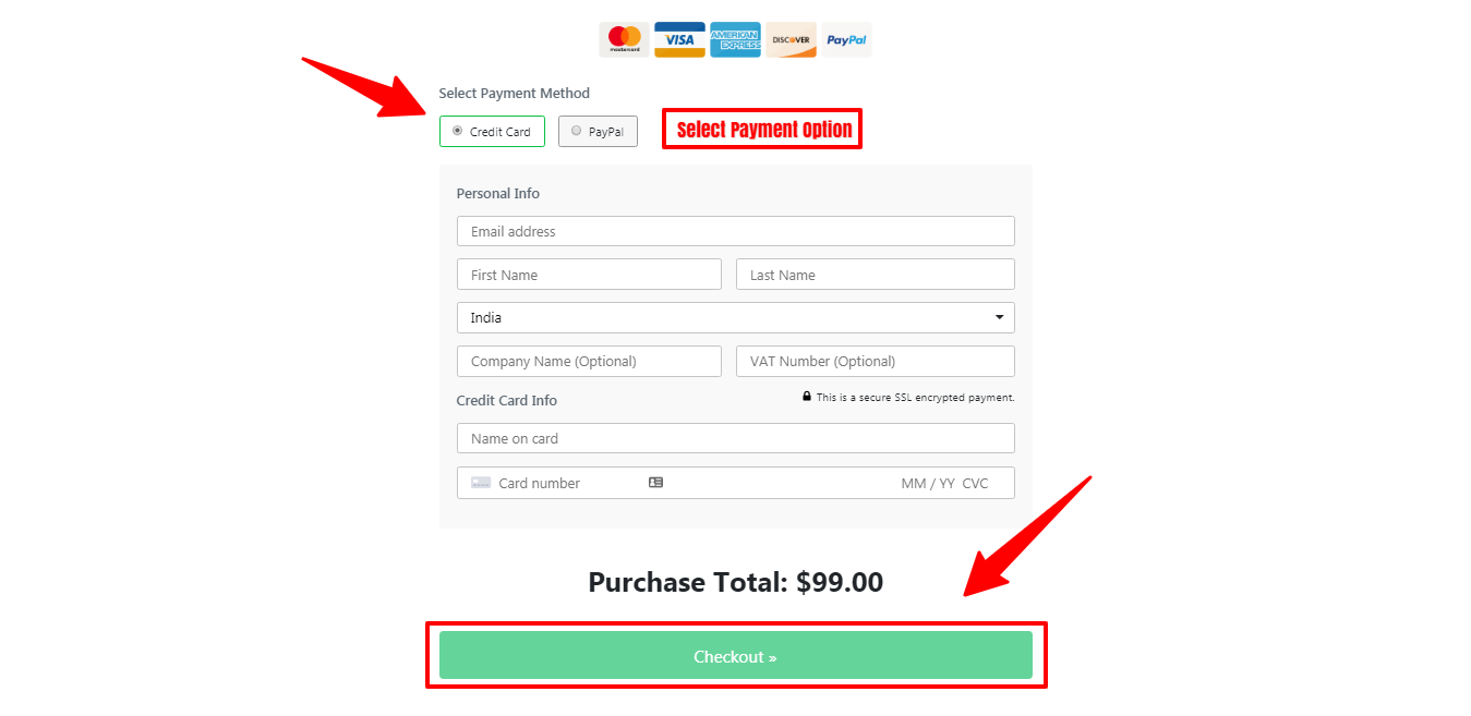 elementor payment page