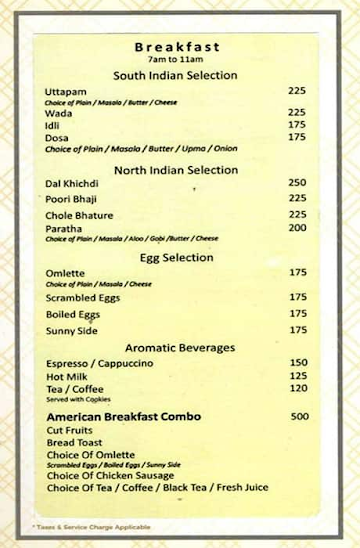 Abids Bistro - Royalton Hotel menu 