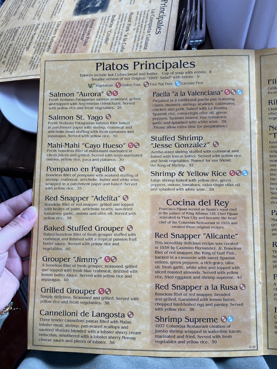 Columbia Restaurant gluten-free menu