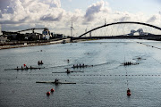 A general view of athletes training prior to competition on day one of the Tokyo 2020 Olympic Games at Sea Forest Waterway on July 24, 2021 in Tokyo, Japan. 