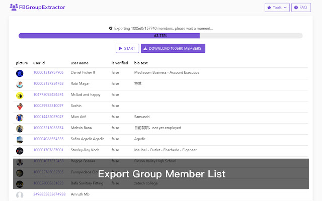 Group Extractor for Facebook™ chrome extension