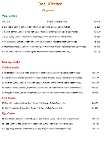 Desi Kitchen menu 