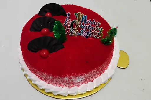 Eggless Red Velvet Christmas Cake