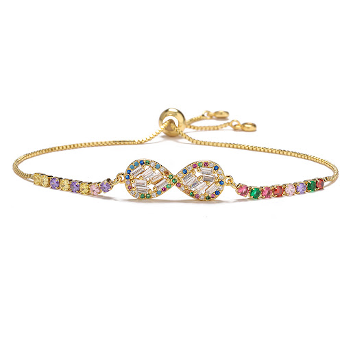 Title 6, Gold Zircon Fatima Hand Geometric Charm Bracele...