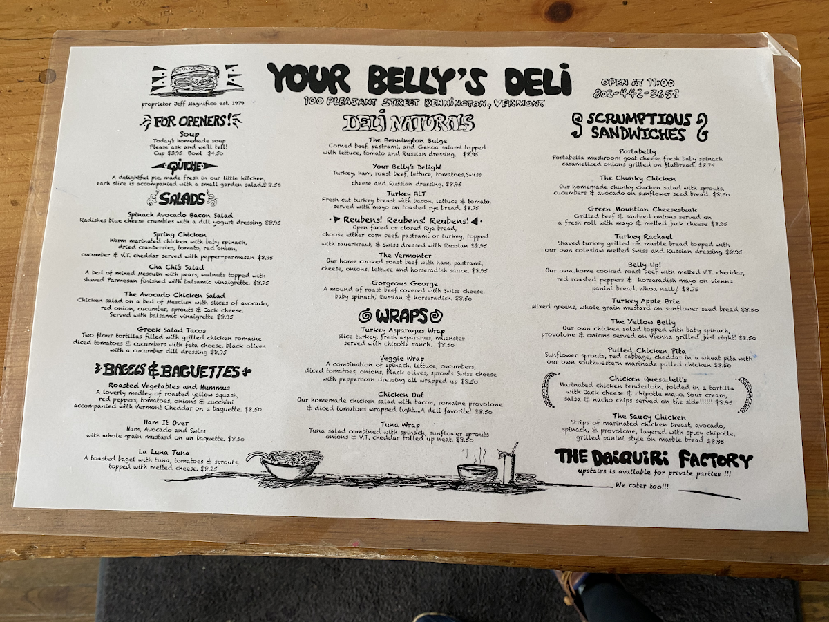 Your Belly's Deli gluten-free menu