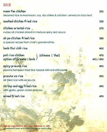 Facing East menu 