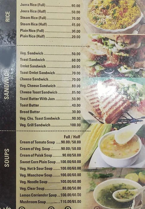 Hotel Vihar menu 