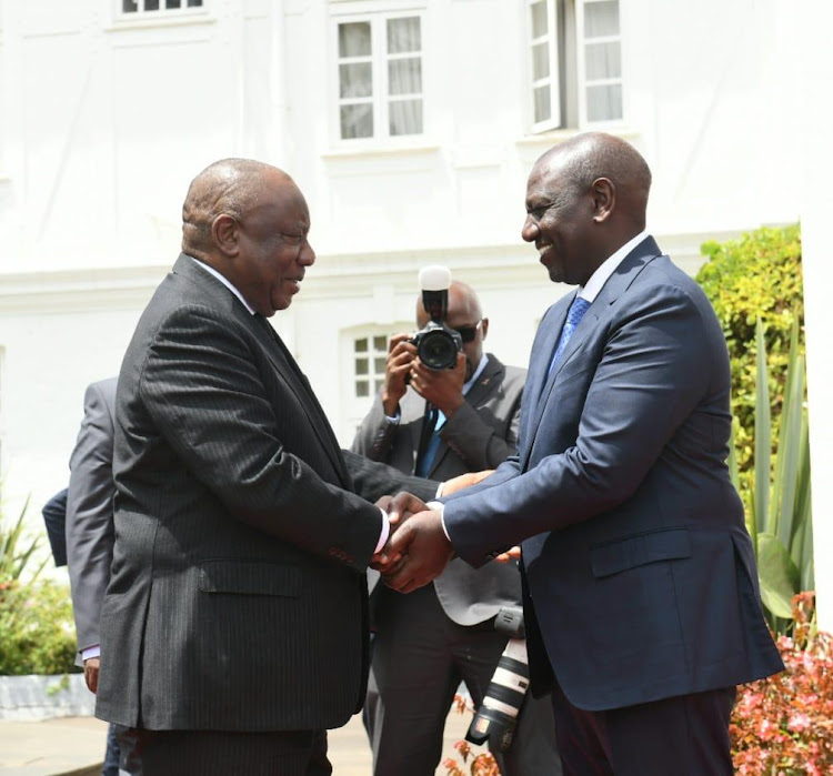 Kenyan President William Ruto welcomed President Cyril Ramaphosa to State House in Nairobi on Wednesday.