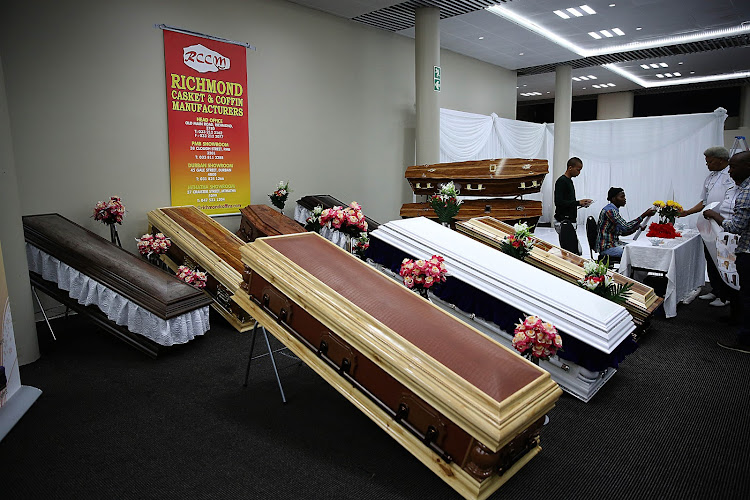 A coffin exhibition at the Funeral Indaba.