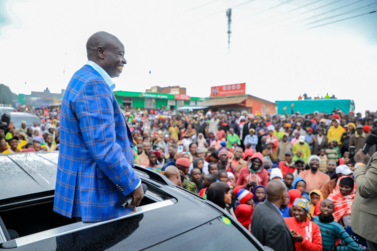 Deputy President Rigathi Gachagu at Endarasha Shopping Centre, Nyeri County on May 19, 2024