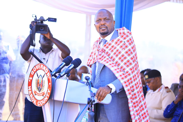 Trade and Industries Cabinet Secretary Moses Kuria speaking in Narok on September 28, 2023