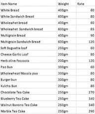 Bread & Bun menu 1