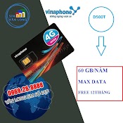 Sim 4G Vinaphone D500 Trọn Gói 1 Năm - 60Gb Data - Vd149 Miễn Phí Data - 6Gb 1 Ngày , Nghe Gọi Trọn Gói 1 Năm