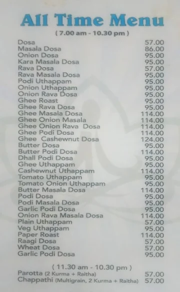 Sri Lakshmi Nivash menu 