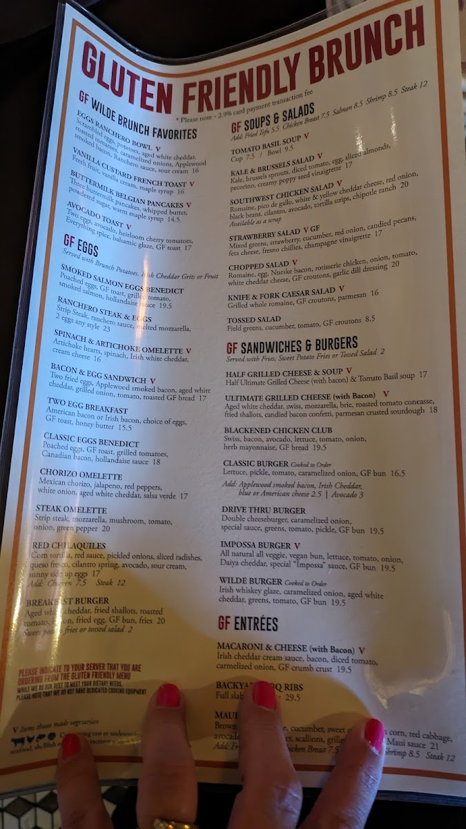 GF brunch menu