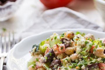 Chopped Quinoa Salad with Chive-Tahini Dressing