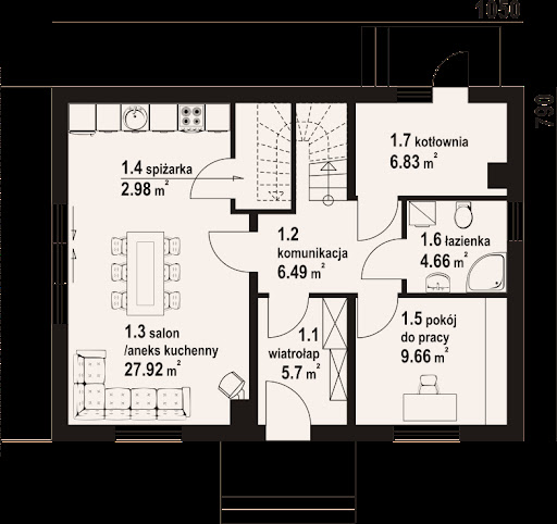 Cedry a3 dws - Rzut parteru