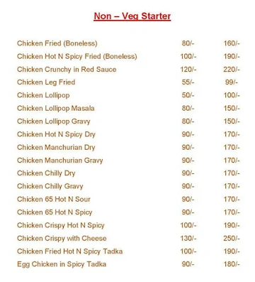 Red Hot menu 