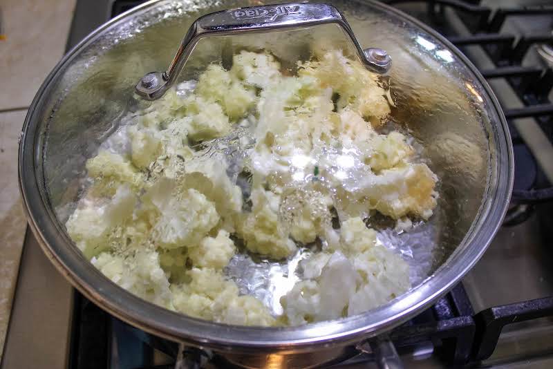 Steaming Cauliflower.