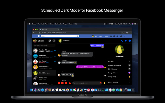 Messenger Black: Scheduled Dark Mode chrome extension