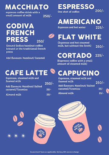 Cococafe menu 